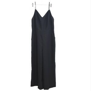Avec Les Filles Gaucho Black Wide Leg Cropped Jumpsuit XL Minimalist‎ Club wear